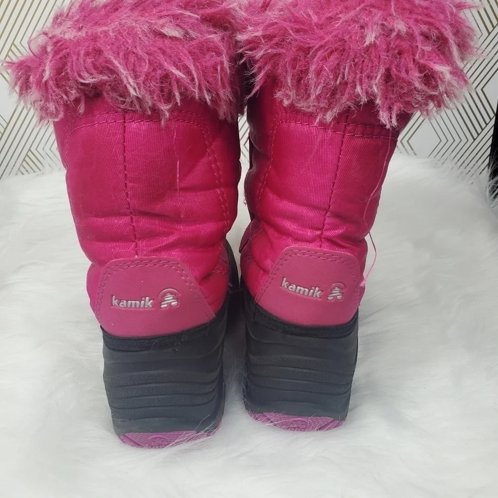 Kamik Winter Boots Girls Soze 10 Pink Fur Lined Snow Winter Warm‎ Grips Fuzzy.
